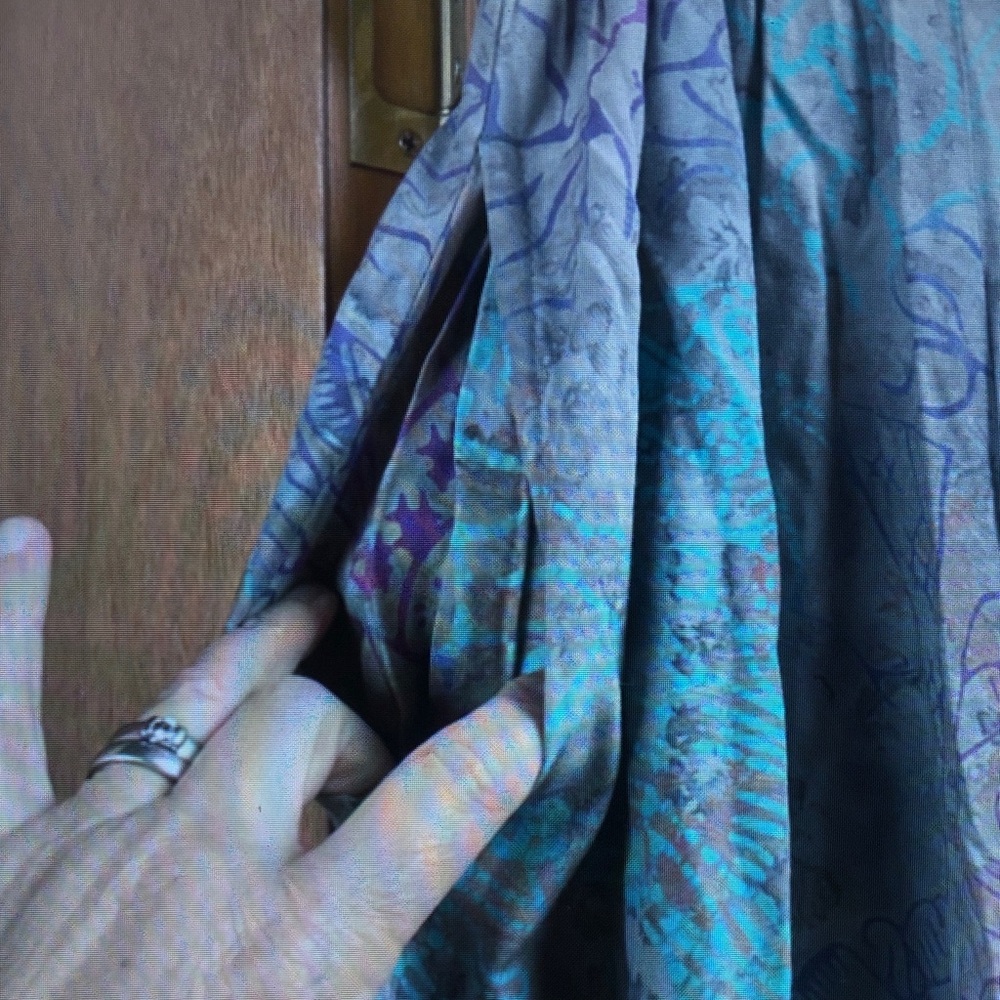 Flowy Teal & Purple Printed Maxi Skirt - Picture 4 of 4